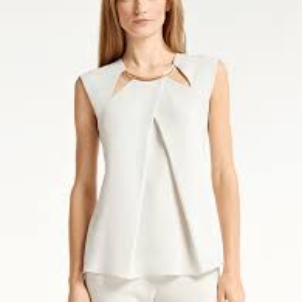 Halston Heritage Sz 8 Crepe Top Hardware Insert